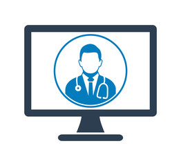 Online Medical Help Icon. Flat style vector EPS.