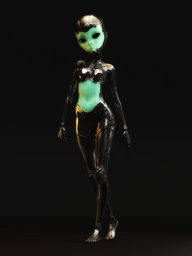 3D Illustration of a female Cyborg
