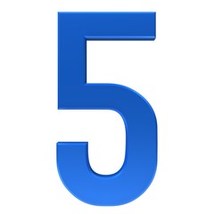 number 5 five blue 3d sign symbol icon isolated on white background