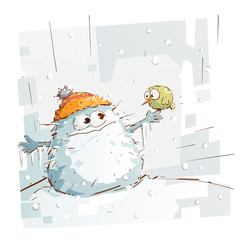 Little monster turned into a snowman