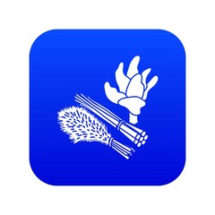 Green food plant icon blue vector isolated on white background