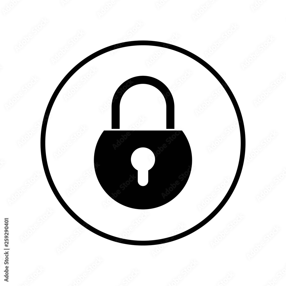 Fototapete Lock icon vector. Encryption icon. Lock Icon in trendy flat style isolated. Security symbol on a white background in a black circle