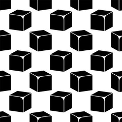 Cube Icon, 3d Line Art Design Seamless Pattern