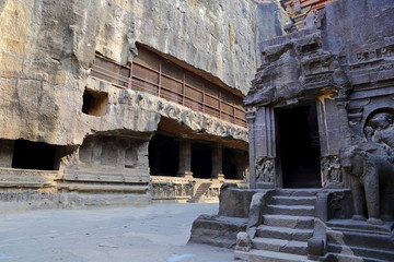 Fototapeta na wymiar Temple of Ellora caves, the rock-cut temples, AURANGABAD, MAHARASHTRA in central India 