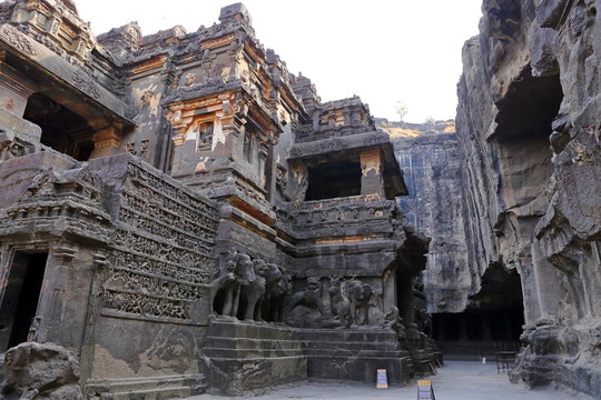 Temple of Ellora caves, the rock-cut temples, AURANGABAD, MAHARASHTRA in central India 