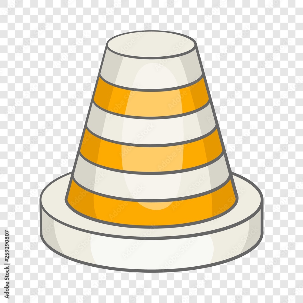 Poster traffic cone icon in cartoon style isolated on background for any web design