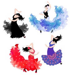 Flamenco dancers - spnish women. The four elements: earth, fire, air and water.