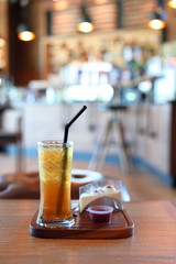 iced lemon tea cold drink in cafe