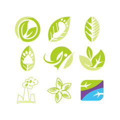 Leaf Logo Design Vector Template Set