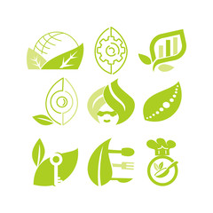 Leaf Logo Design Vector Template Set