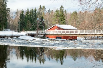 Dam and threshold on the river Jokelanjoki, Kouvola, Finland