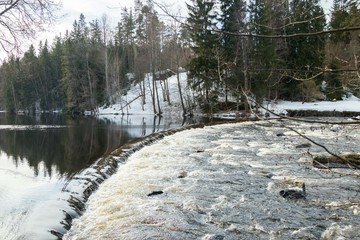 Dam and threshold on the river Jokelanjoki, Kouvola, Finland