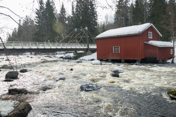 Dam and threshold on the river Jokelanjoki, Kouvola, Finland