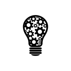 Light bulb with gears icon or logo