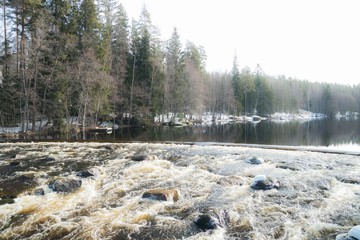 Dam and threshold on the river Jokelanjoki, Kouvola, Finland