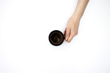 Cup of coffee on white background