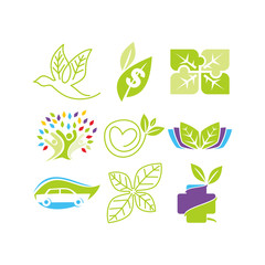 Leaf Logo Design Vector Template Set