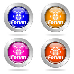 Set of round color icons. Forum icon.