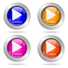 Set of round color icons. video icon.