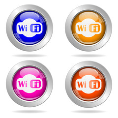 Set of round color icons. Wi fi icon.