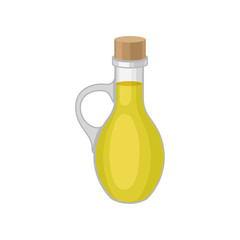 Oil in bottle on white background. Vector illustration.
