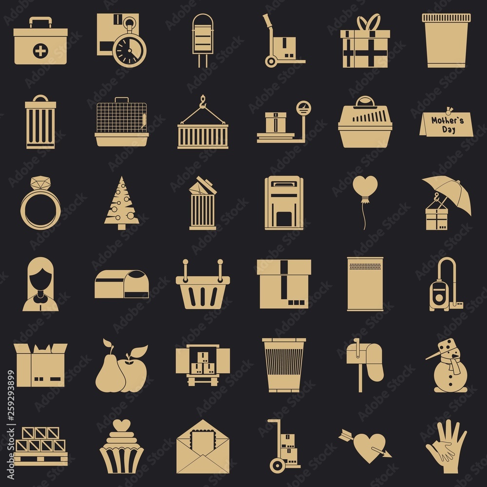 Poster big box icons set. simple style of 36 big box vector icons for web for any design