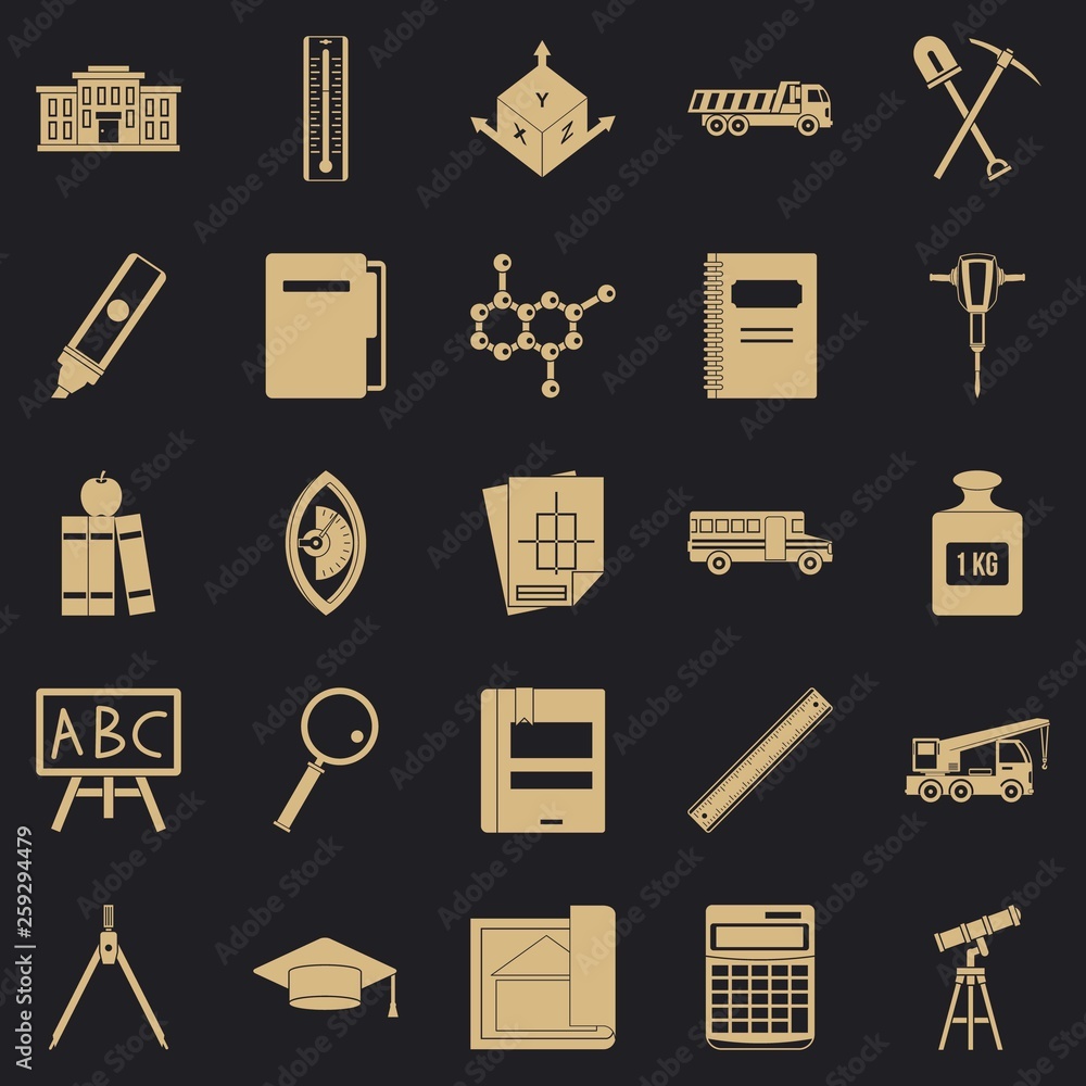 Poster denominator icons set. simple set of 25 denominator vector icons for web for any design