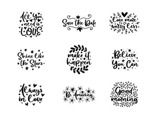 Vector typography motivational phrases set