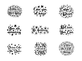Vector typography motivational phrases set