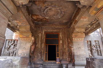 Fototapeta na wymiar Temple of Ellora caves, the rock-cut temples, AURANGABAD, MAHARASHTRA in central India 