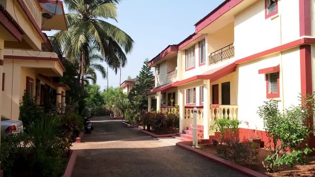 Colorful houses in South Goa, India.