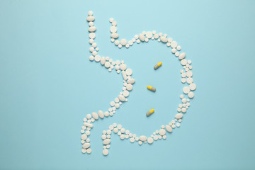 Heartburn and pain, stomach pills. Digestive problems, ulcers.