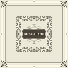 Vintage Ornament Greeting Card Vector Template. Retro Luxury Invitation, Royal Certificate. Flourishes frame. Vintage ornament, Ornamental Frame.