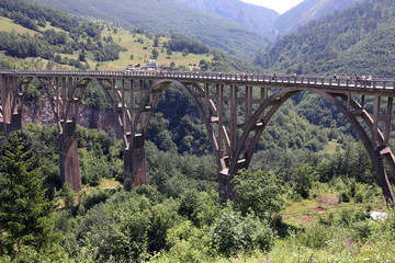 Fototapeta premium Djurdjevic bridge Tara river canyon landscape Montenegro