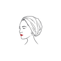 Beautiful Turban Girl Hairstyle, Vector Design, Logo, Icon, Sign, Illustration Template