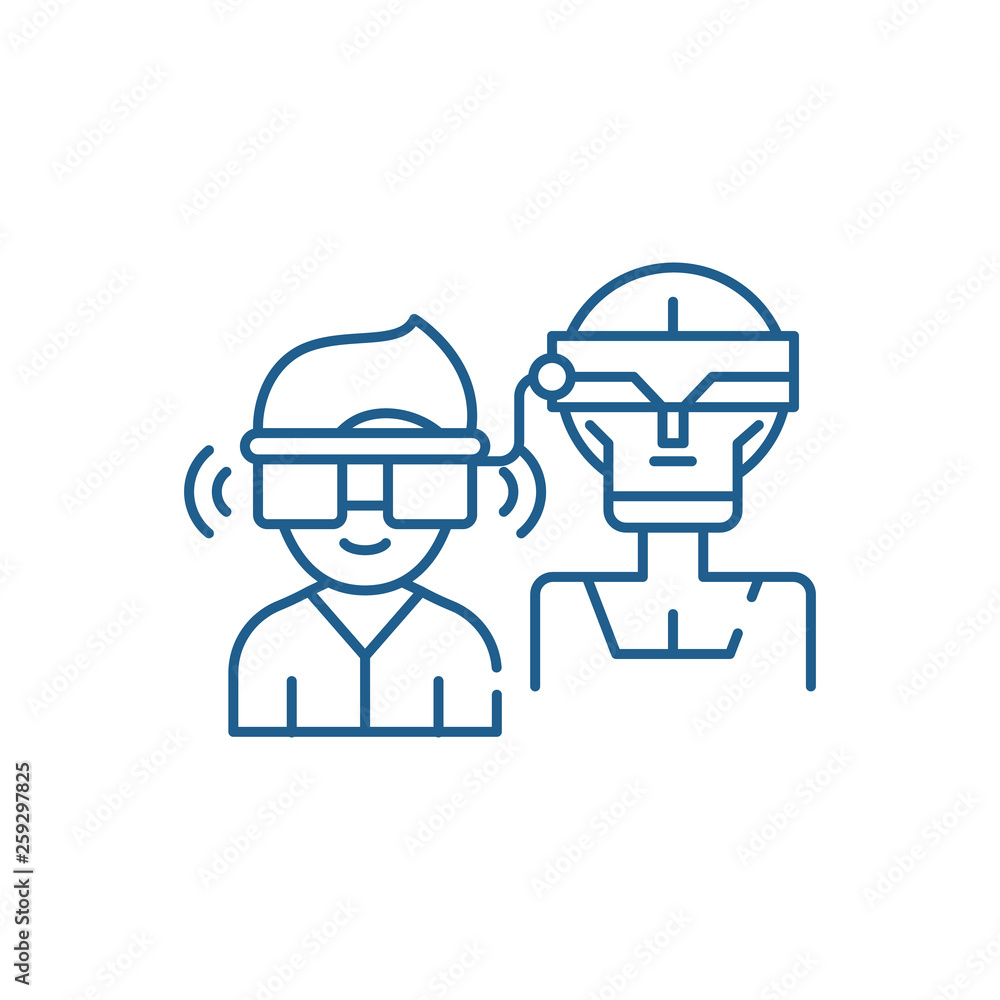 Poster virtual artificial intelligence line concept icon. virtual artificial intelligence flat vector websi