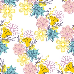 Wandaufkleber Seamless bright pattern with abstract romantic flower. Modern floral vector illustration. For prints, textile, wrapping. © MARIA TRUSOVA