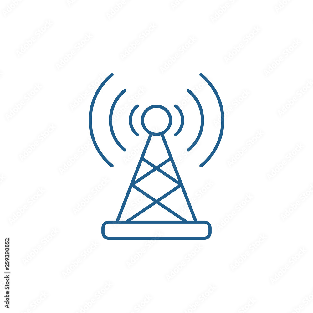 Aufkleber wireless connection line concept icon. wireless connection flat vector website sign, outline symbol,