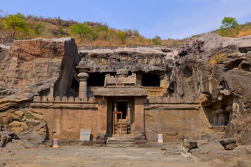Fototapeta premium Temple of Ellora caves, the rock-cut temples, AURANGABAD, MAHARASHTRA in central India 