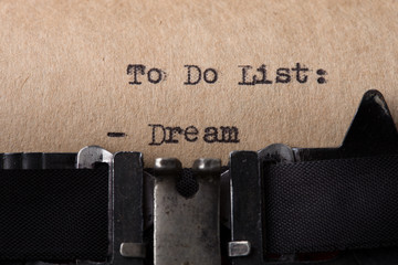 To do list - text message on the typewriter close-up