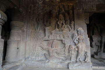 Temple of Ellora caves, the rock-cut temples, AURANGABAD, MAHARASHTRA in central India 