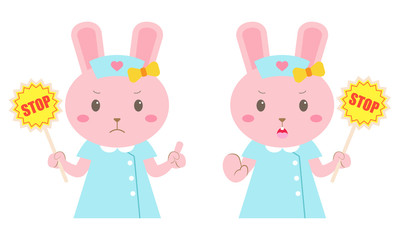 ウサギの看護婦さん　ストップ　制止　表情　セット