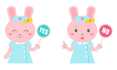 ウサギの看護婦さん　イエスとノー　マルバツ　回答　表情　セット