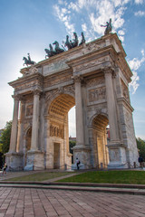 Fototapeta na wymiar Arco della Pace, triumphal arch in Parco Sempione, Milan, Italy