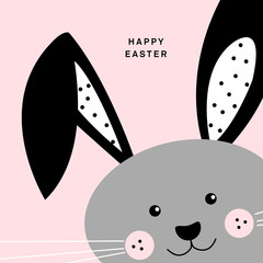 Easter bunny on pink background, happy easter