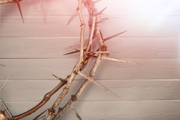 Crown of thorns on background ,represents Jesus's Crucifixion on the Cross, dying and then rising...