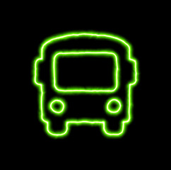 green neon symbol bus