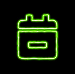 green neon symbol calendar minus