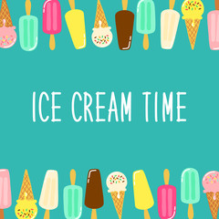 Cute Ice Cream collection background in vivid tasty colors ideal for banners, package etc