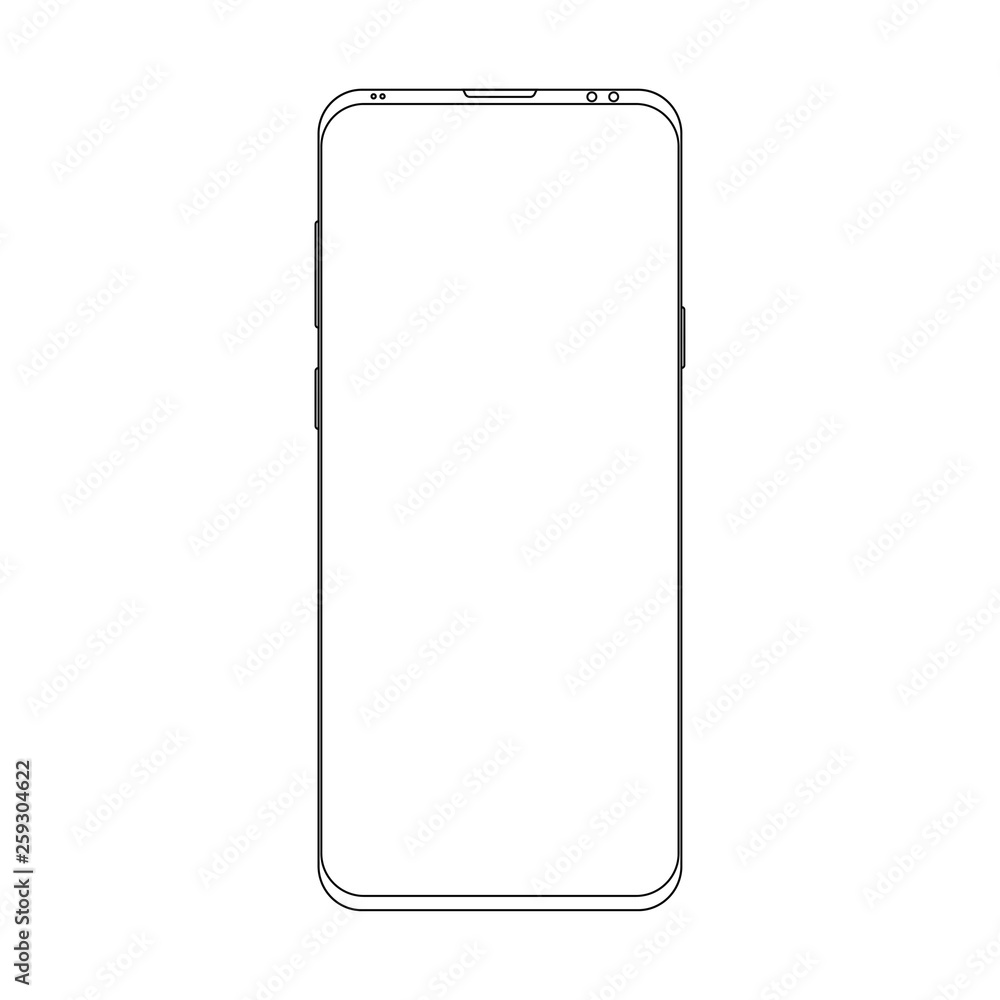 Aufkleber outline modern smartphone icon. wireframe contour of mobile phone. front view display. empty screen.